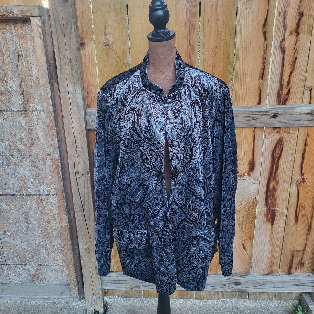 Coldwater Creek Black Paisley Velvet Jacket